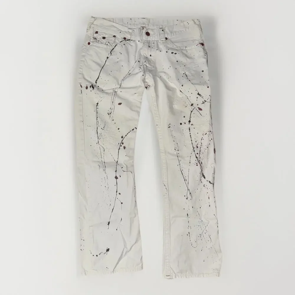 True Religion White Paint Splatter Jeans 40x33